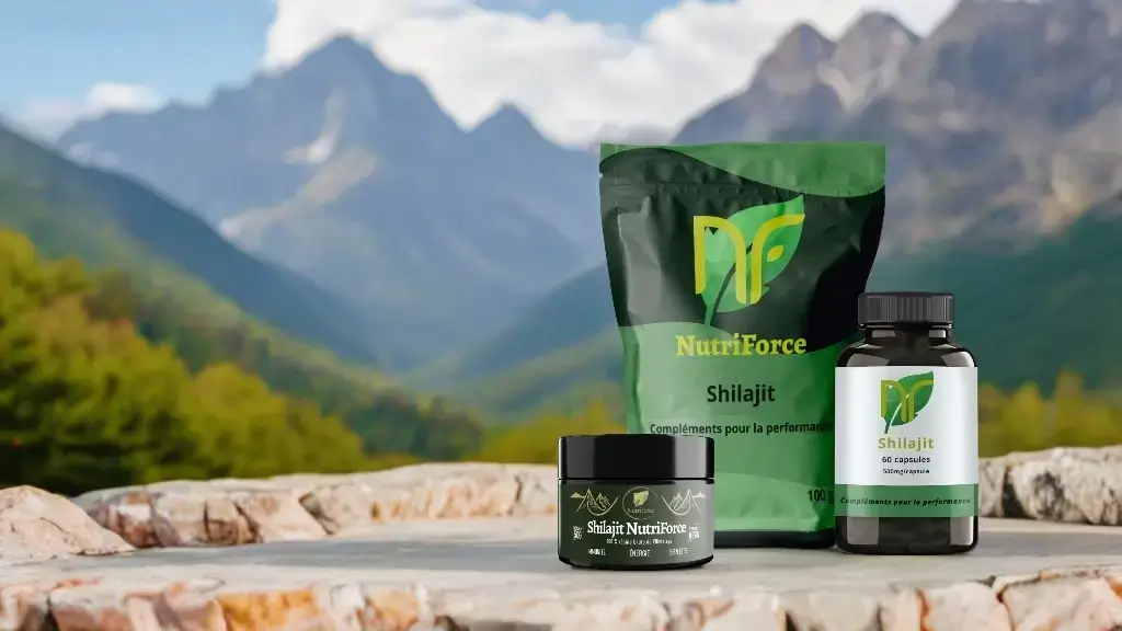 Les 3 Shijlajit Nutriforce : résine, gélules et poudre