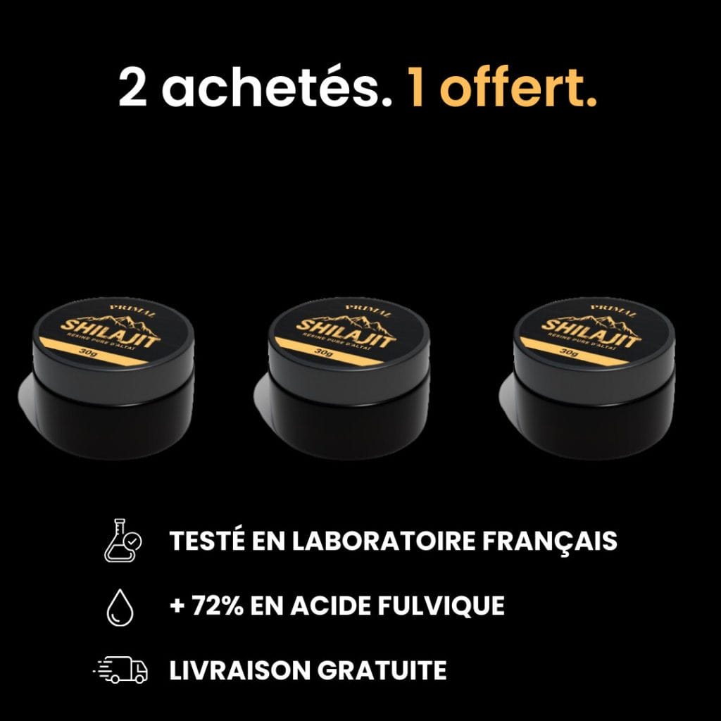 Lot de résine de Shilajit Primal. 2 pots achetés, 1 pot offert
